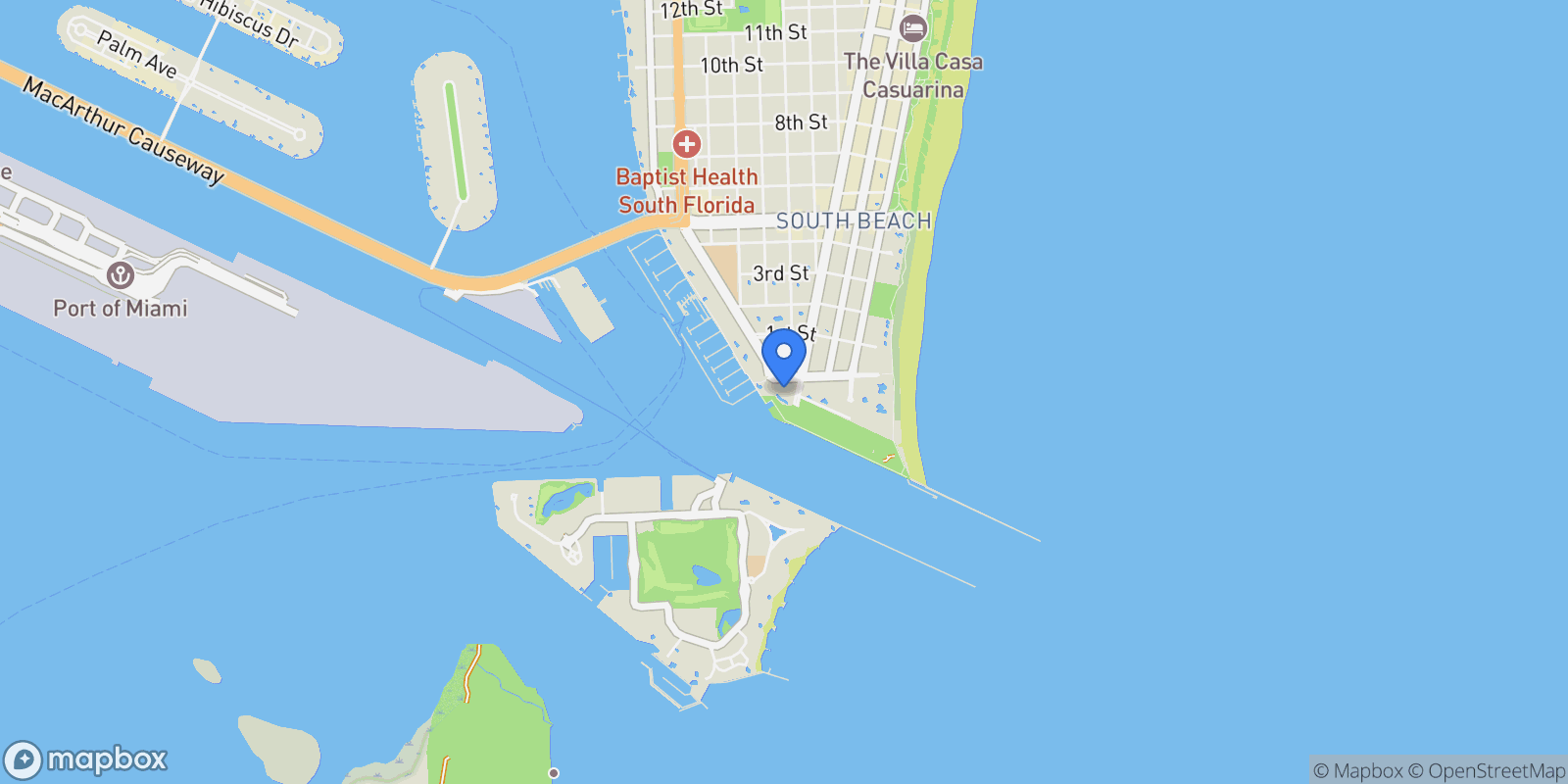 Map showing 800 S Pointe Dr 502, Miami Beach, Florida, United States.