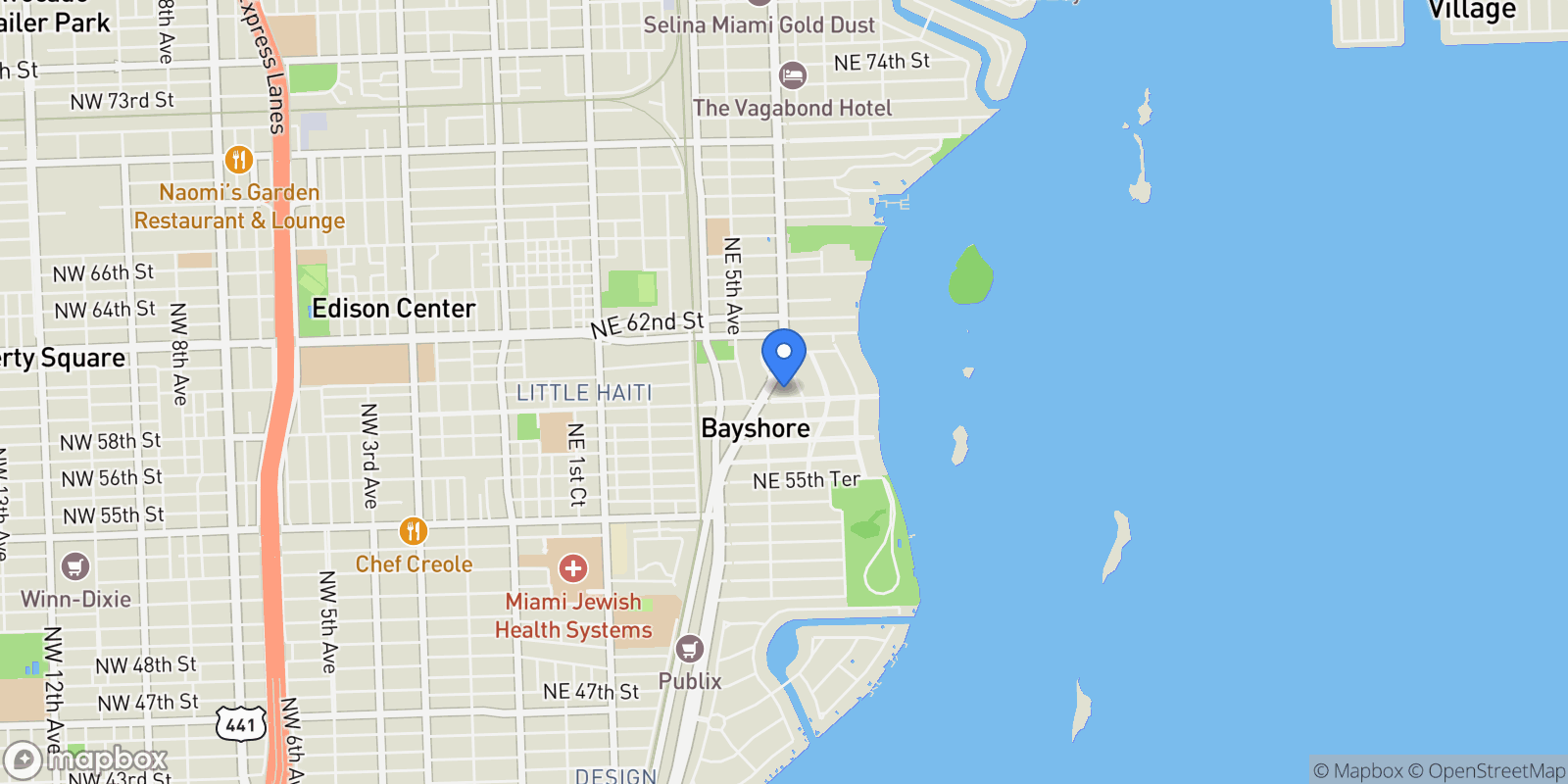 Map showing 549 NE 59th St, Miami, Florida, United States.