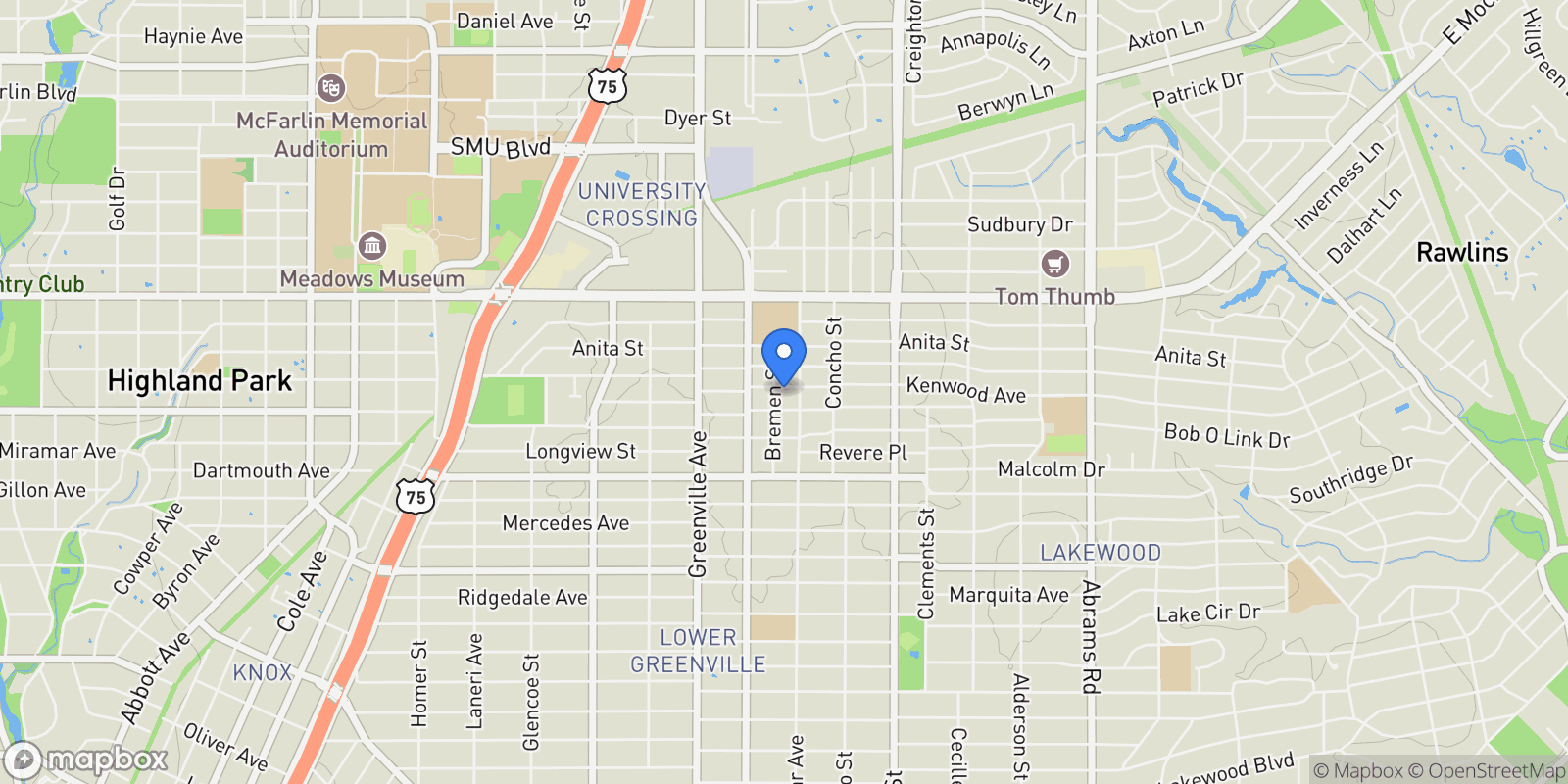 Map showing 5836 Kenwood Avenue, Dallas, Texas, United States.