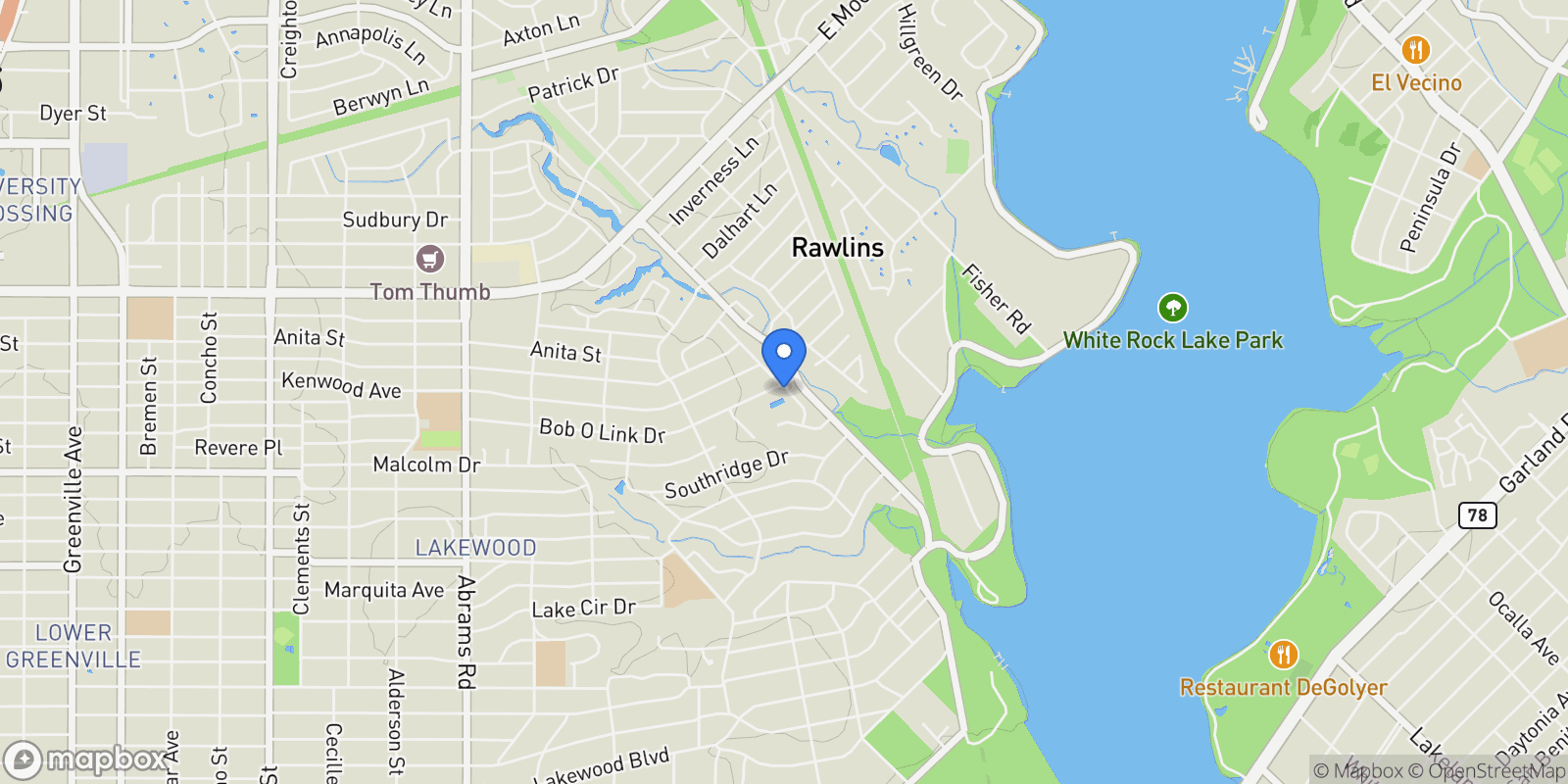 Map showing 6988 Bob O Link Drive, Dallas, Texas, United States.