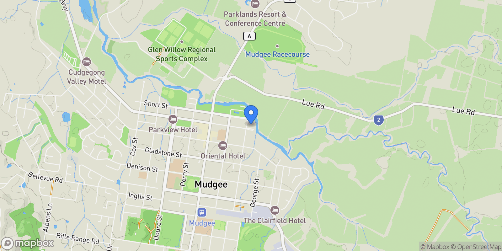 Map showing 7 Lawson Street, Mudgee, NSW, Burrundulla, New South Wales, Australia.