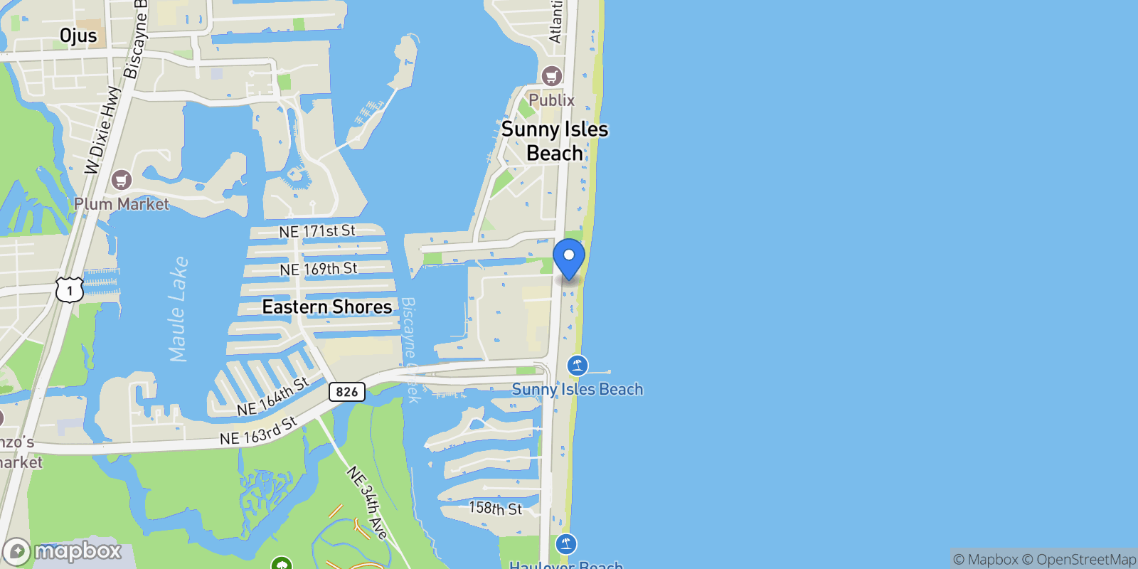 Map showing 17141 Collins Ave LPH-1, Golden Beach, Florida, United States.