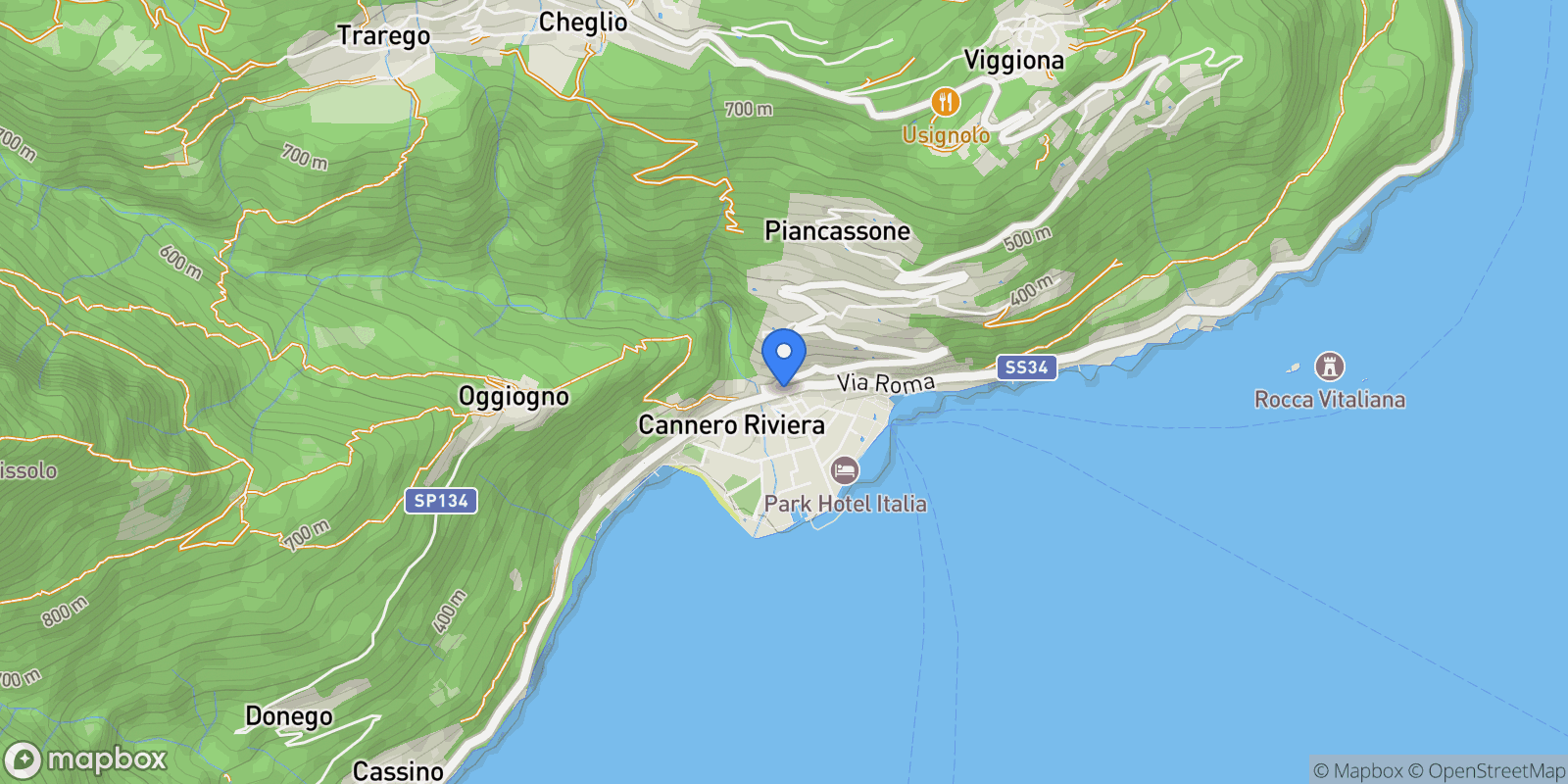 Map showing 28821 Cannero Riviera, Province of Verbano-Cusio-Ossola, Italy, Cannero Riviera, Piedmont, Italy.