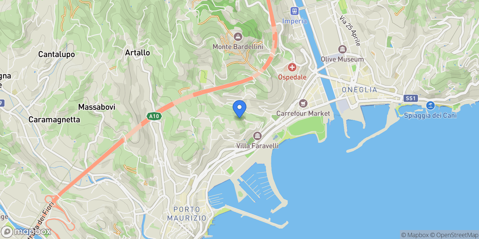 Map showing Imperia, Liguria, Italy.