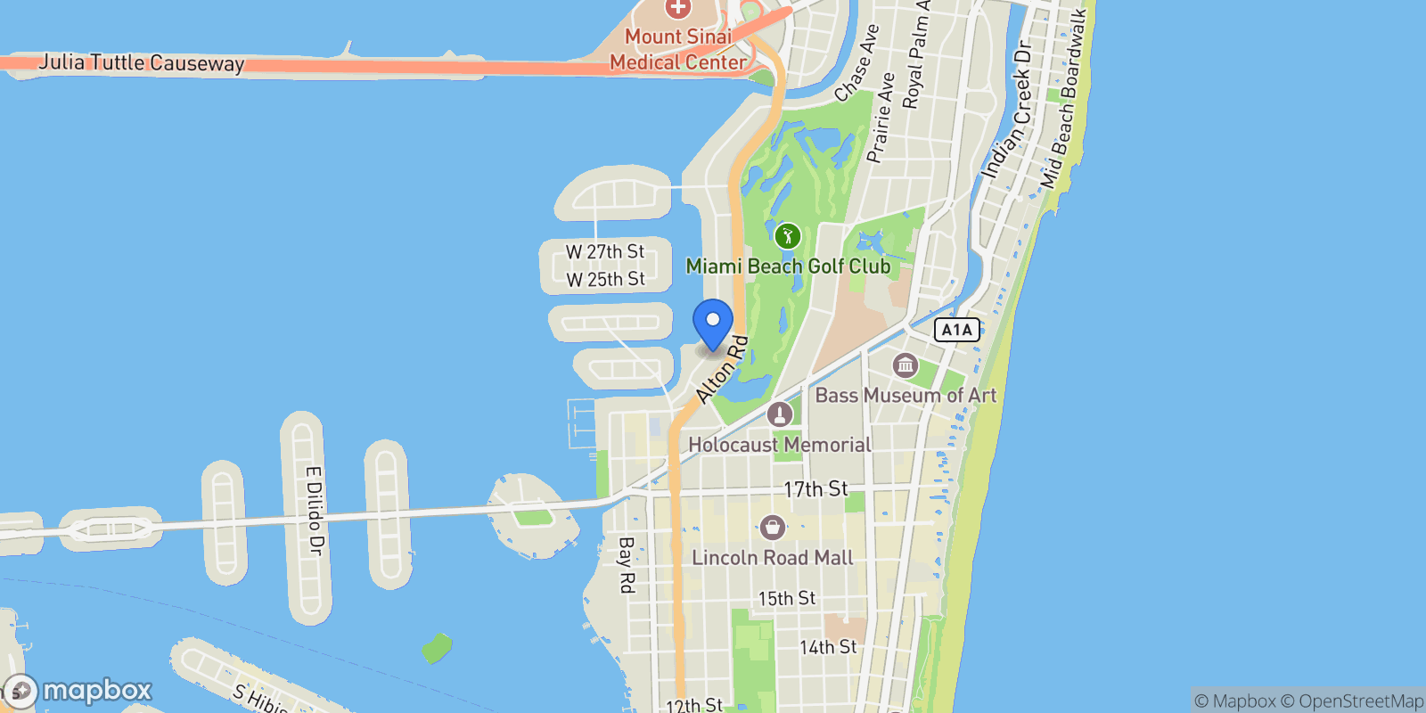 Map showing 2053 N Bay Rd, Miami Beach, Florida, United States.