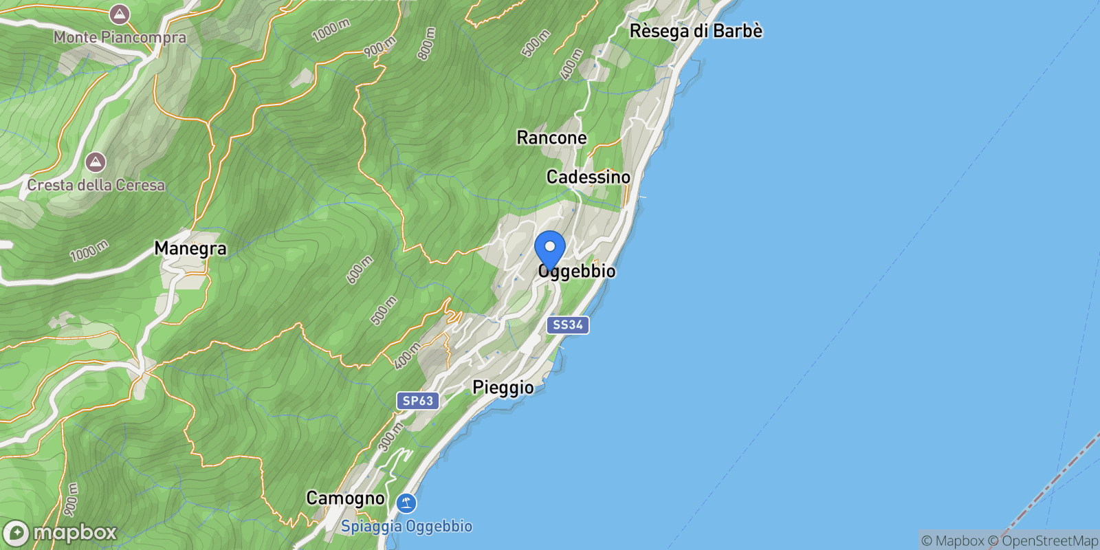 Map showing 28824 Oggebbio, Province of Verbano-Cusio-Ossola, Italy, Gonte, Piedmont, Italy.