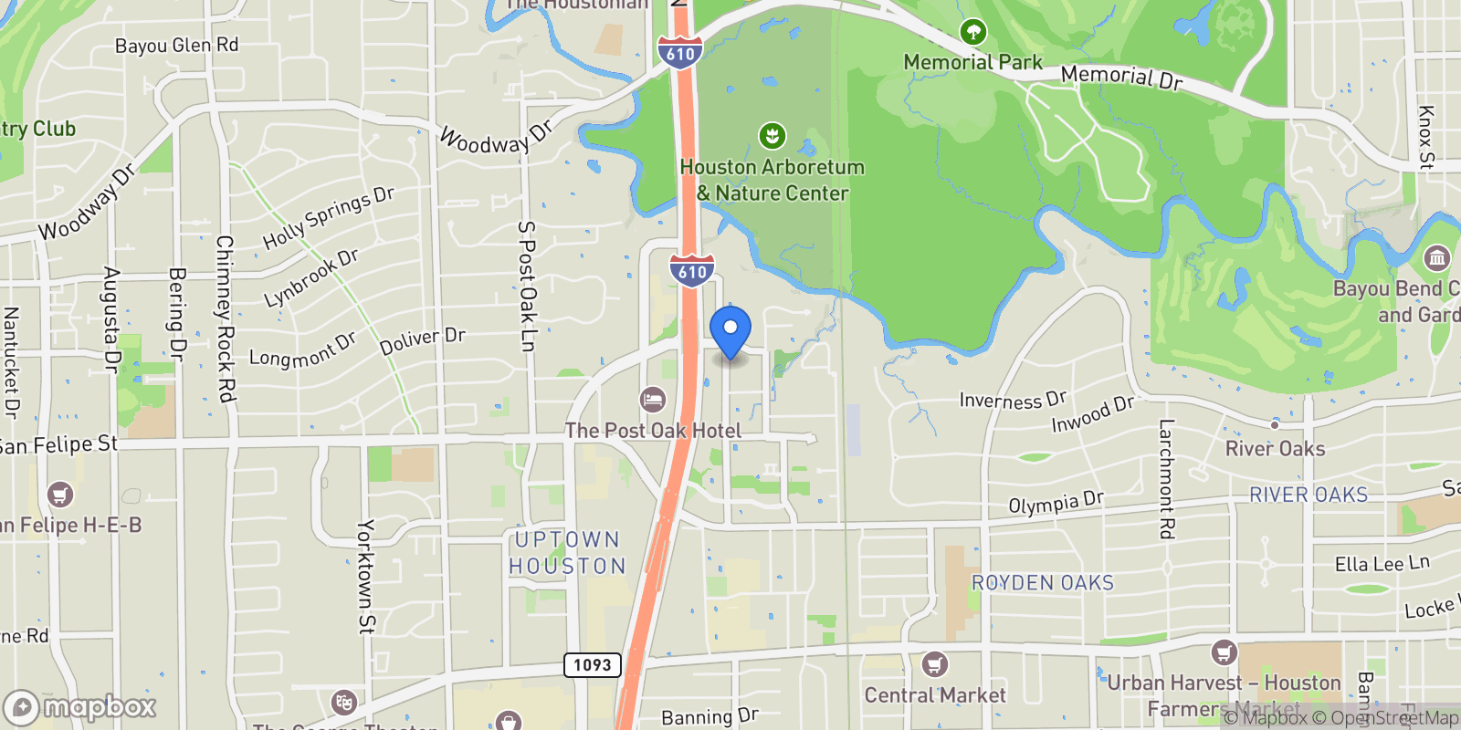 Map showing 16 Stalynn Lane, Houston, Texas, United States.