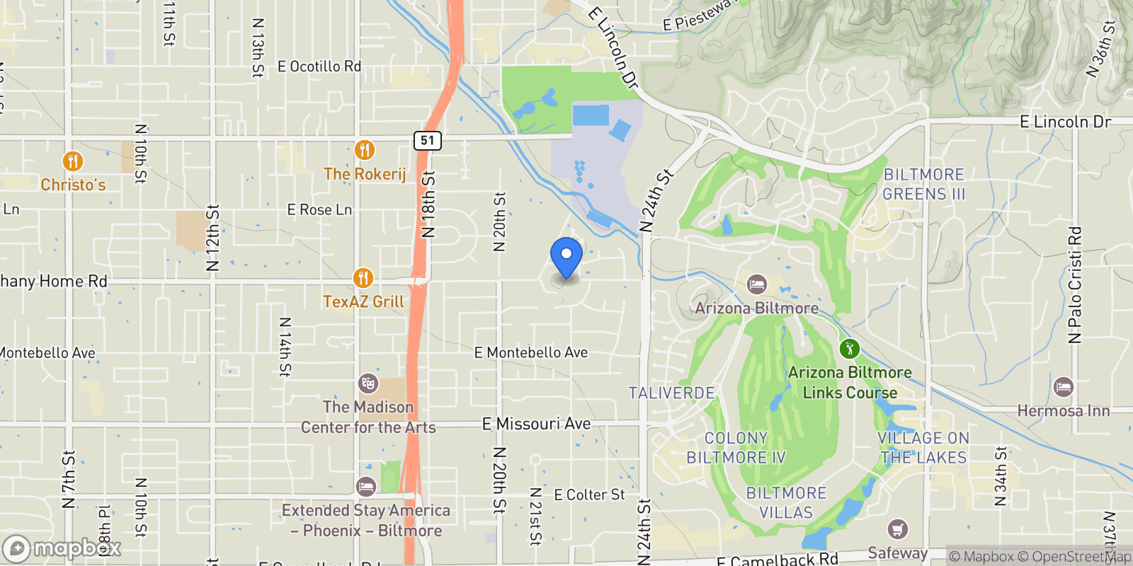 Map showing 2131 E BETHANY HOME ROAD, Phoenix, Arizona, United States.