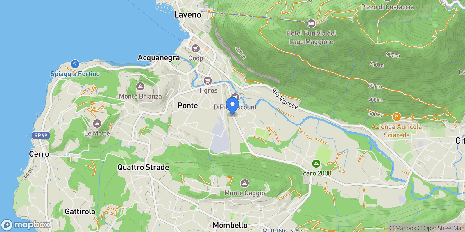 Map showing 21014 Laveno-Mombello VA, Italy, Mombello, Lombardy, Italy.