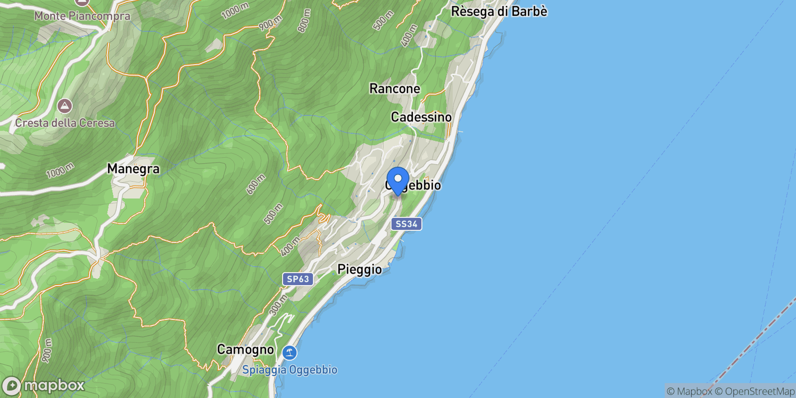 Map showing 28824 Oggebbio, Province of Verbano-Cusio-Ossola, Italy, Gonte, Piedmont, Italy.