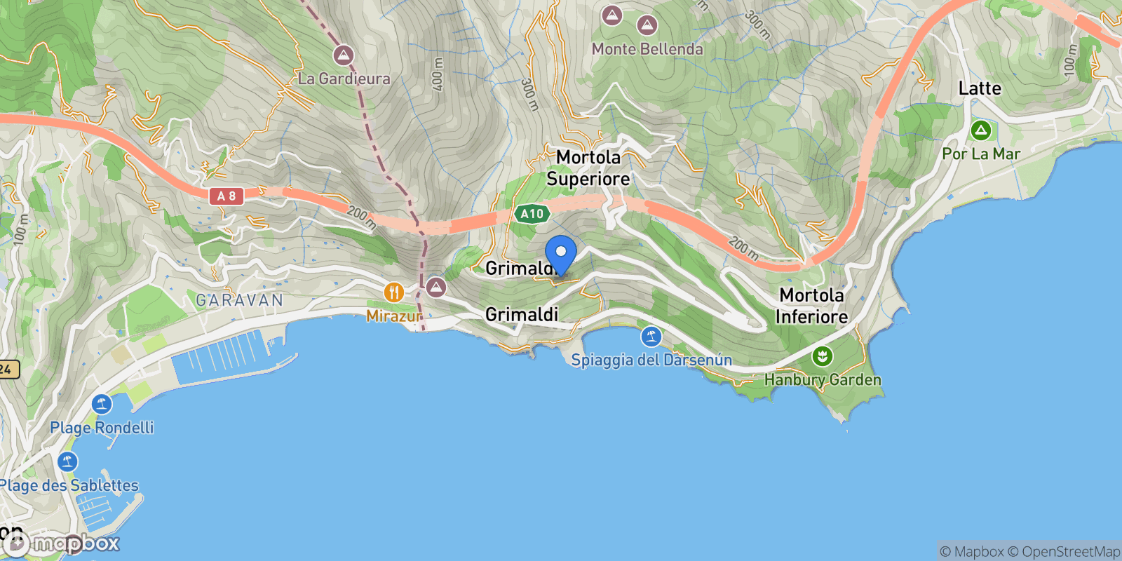 Map showing Grimaldi di Ventimiglia, Liguria, Italy.