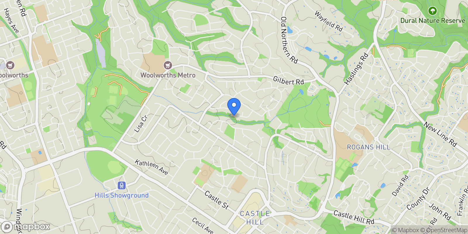 Map showing 28 Yandiah Place Castle Hill, Sydney, NSW 2154, Castle Hill, New South Wales, Australia.