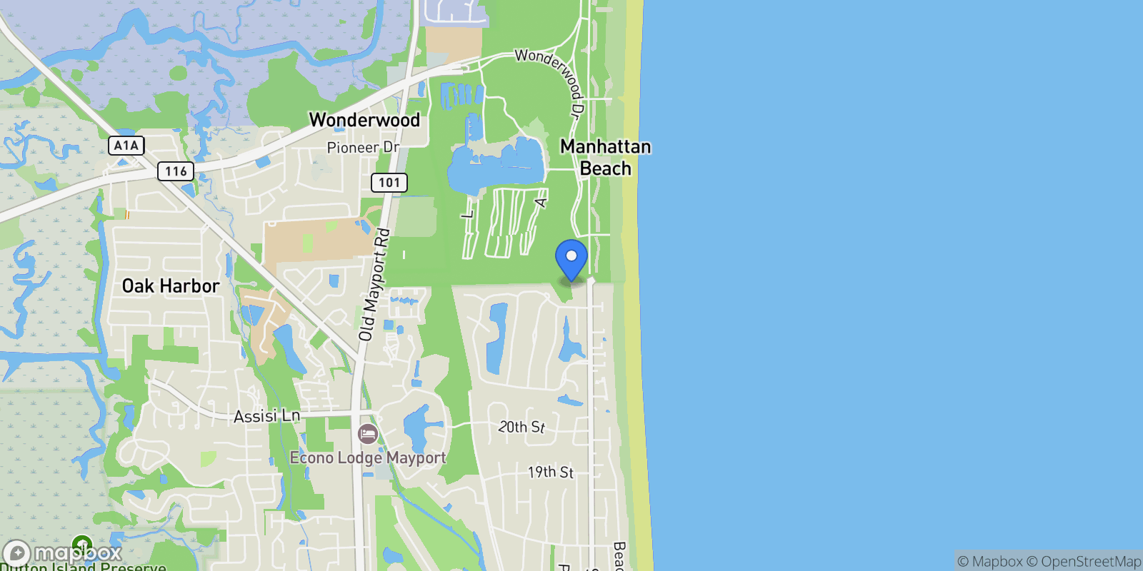 Map showing 2446 SEMINOLE, Atlantic Beach, Florida, United States.