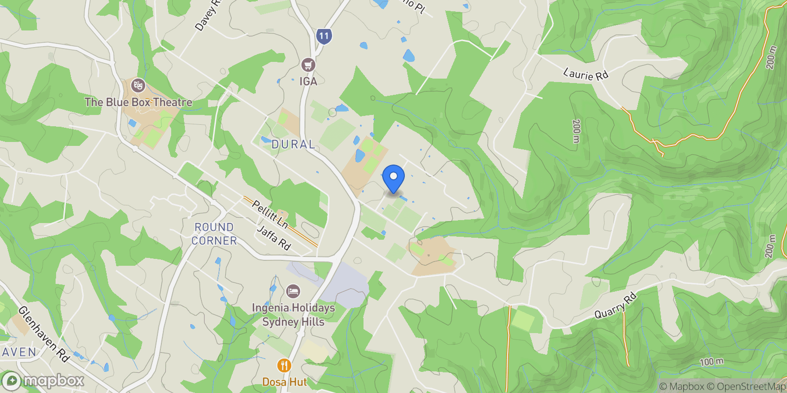 Map showing Sydney, NSW 2158, Dural, New South Wales, Australia.