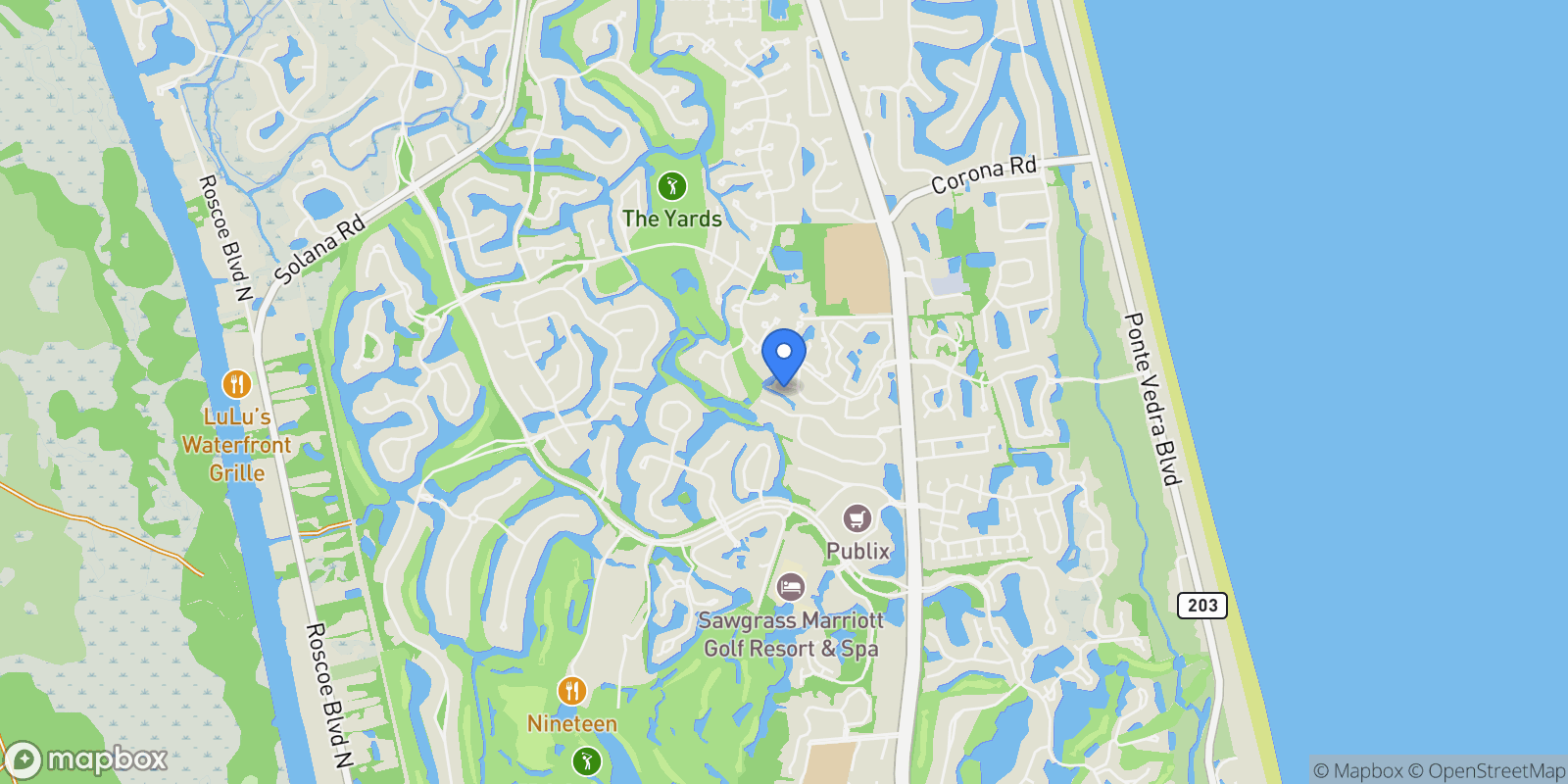 Map showing 205 OAK POINT, Ponte Vedra Beach, Florida, United States.