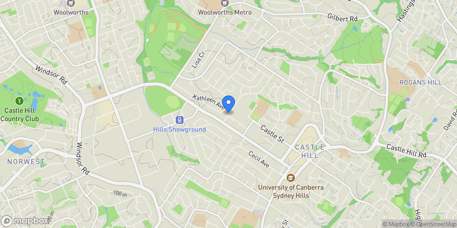 Map showing Sydney, NSW 2154, Castle Hill, New South Wales, Australia.