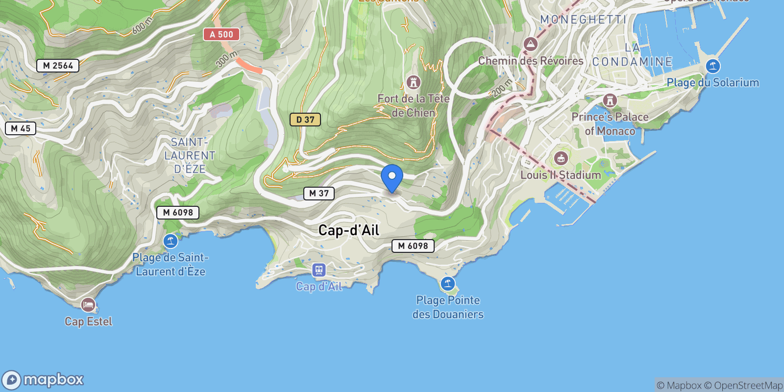 Map showing Cap-d'Ail, Provence-Alpes-Côte d'Azur, France.
