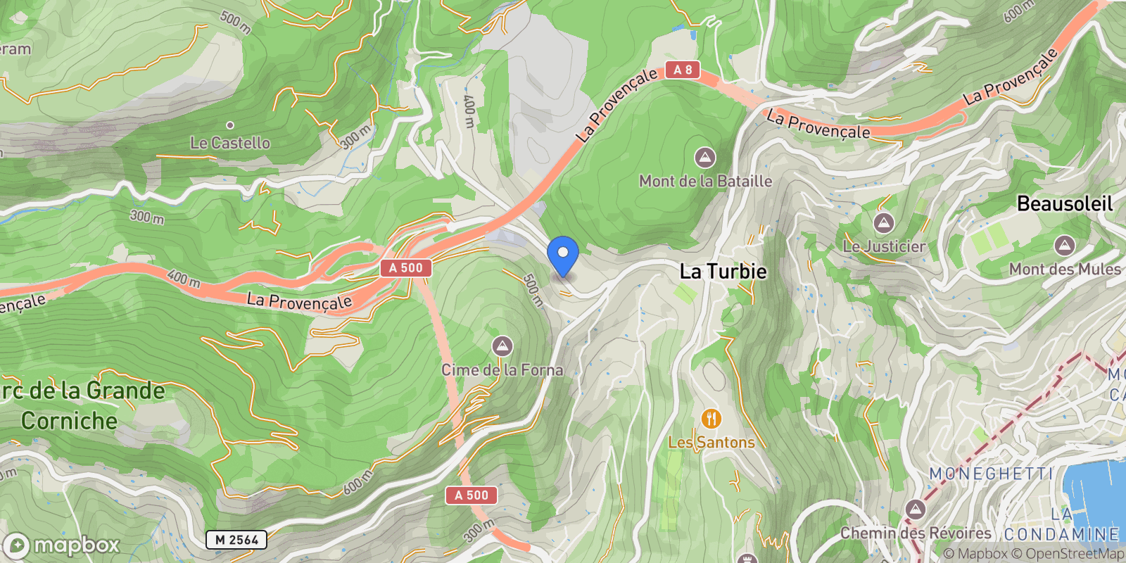 Map showing 213 Route de Laghet, La Turbie, Provence-Alpes-Côte d'Azur, France.