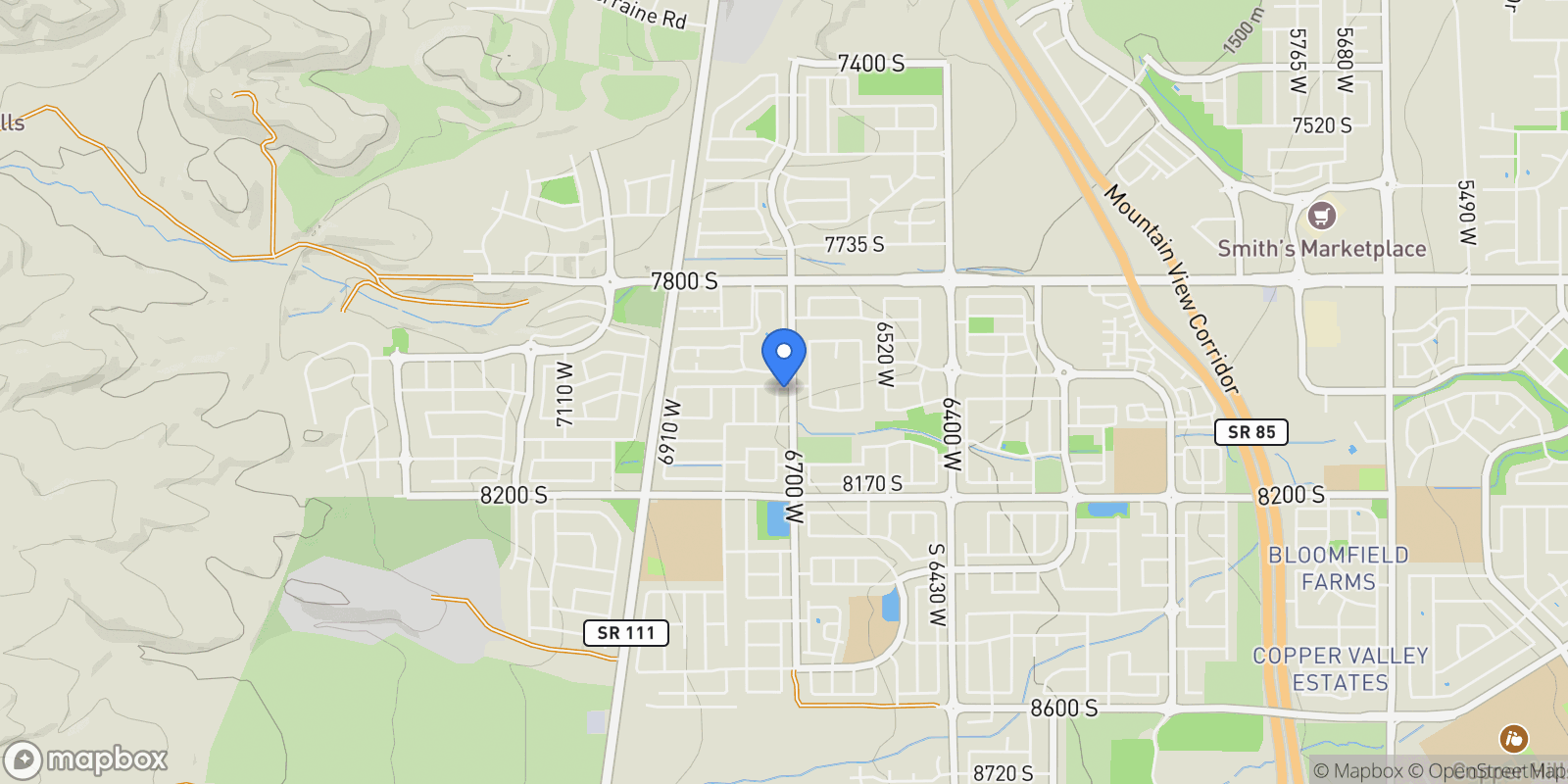 Map showing 8009 S HAYDEN PARK ST, West Jordan, Utah, United States.