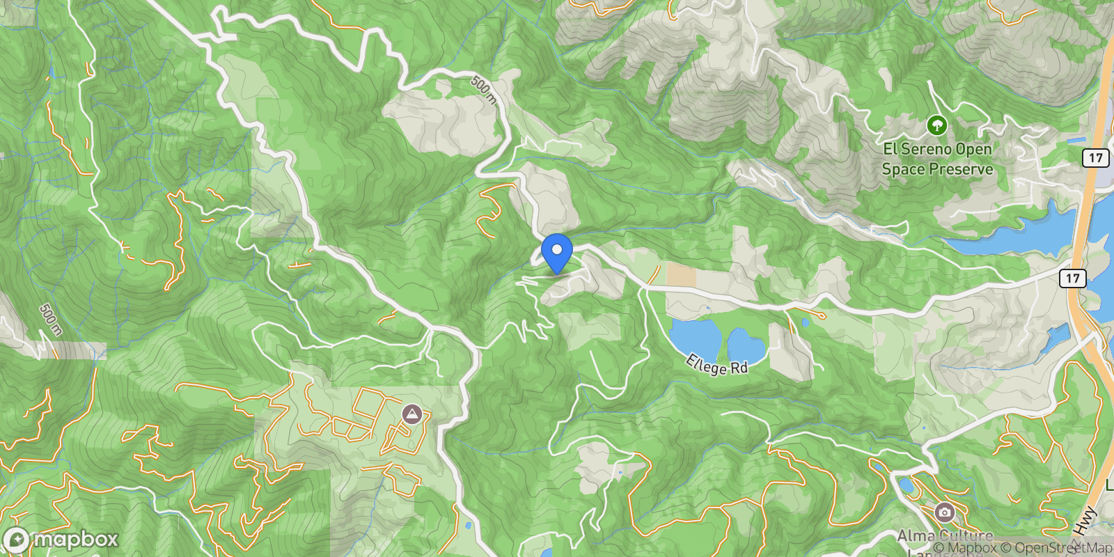 Map showing 20080 Gist Road, Los Gatos, California, United States.