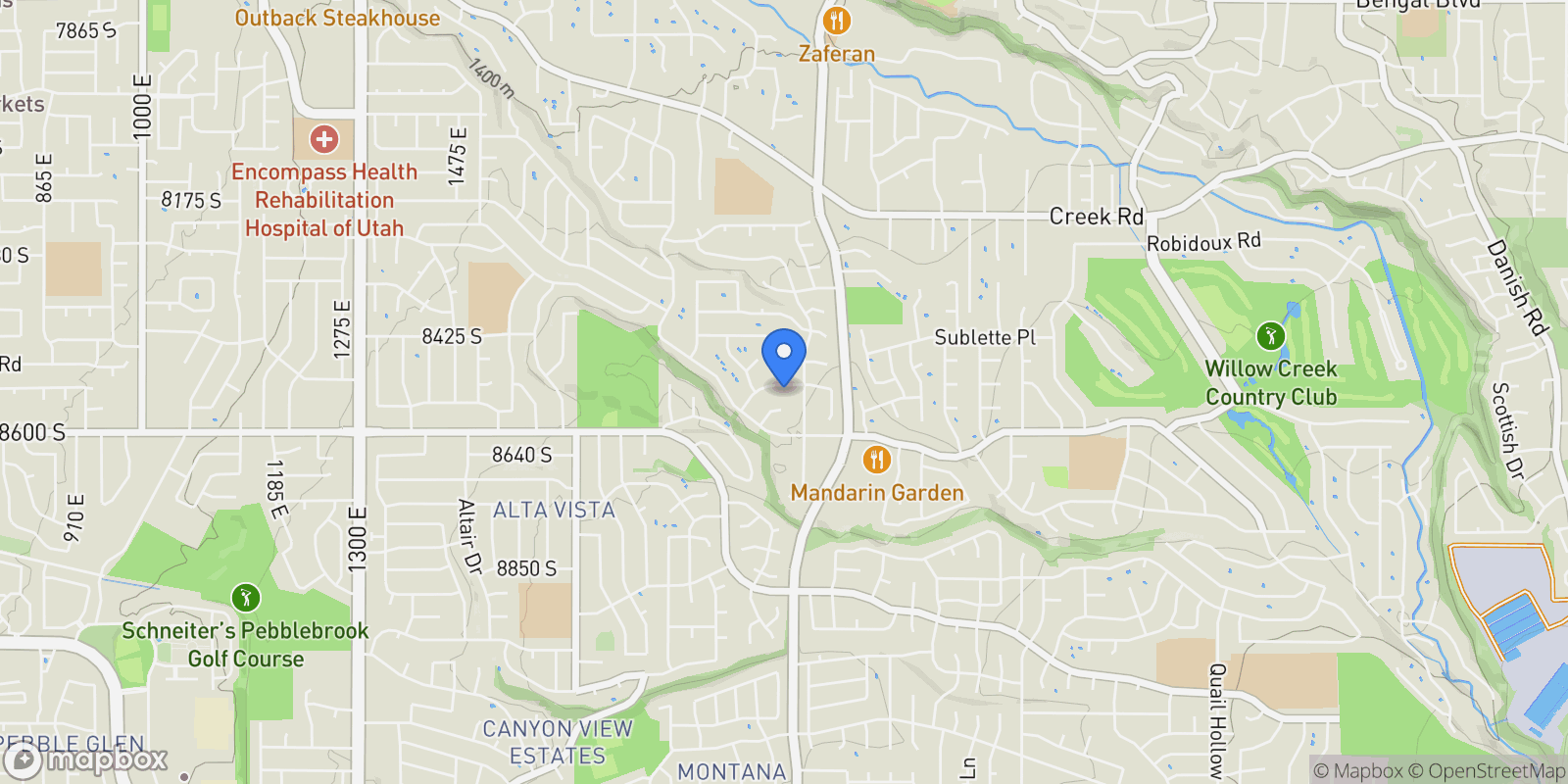 Map showing 1990 E TERRA VISTA WAY, Sandy, Utah, United States.