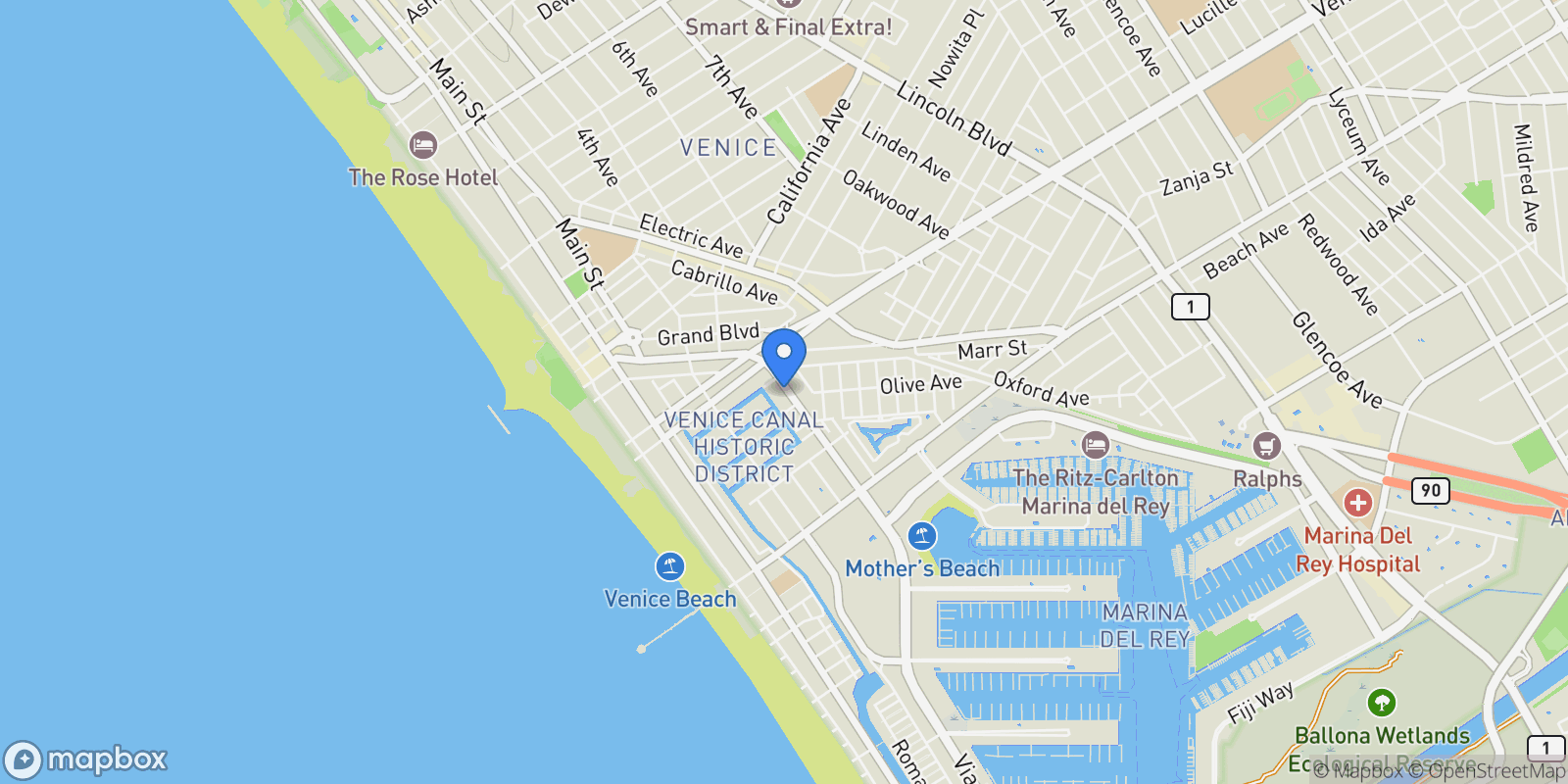 Map showing 2329 Ocean Avenue, Los Angeles, California, United States.