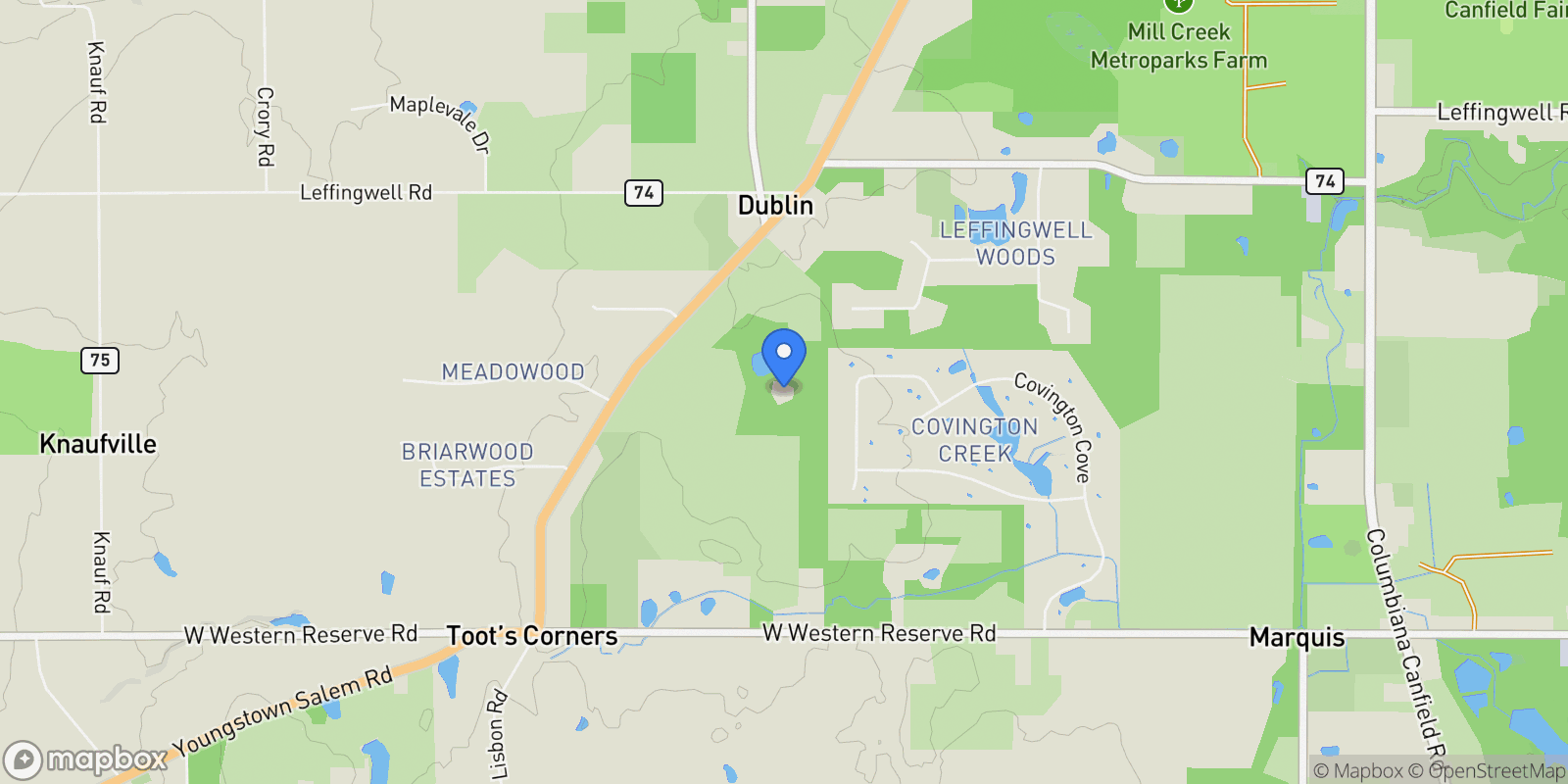 Map showing 8475 Youngstown Salem Road, Canfield, OH, 44406, USA, Canfield, Ohio, United States.