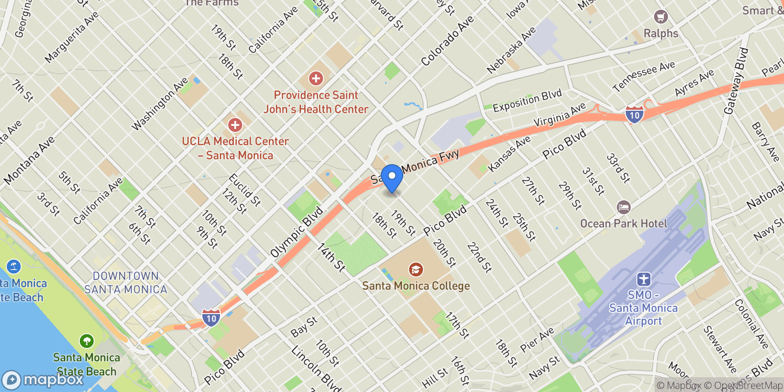 Map showing 1838 20TH Street, Santa Monica, California, United States.
