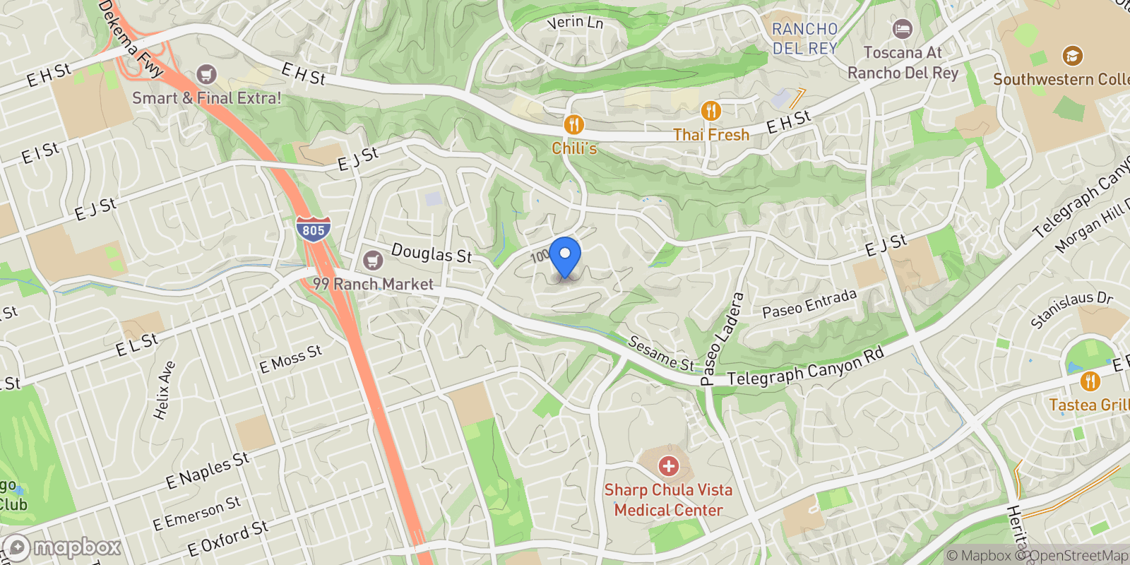 Map showing 1002 Cholla Place, Chula Vista, CA 91910, Chula Vista, California, United States.