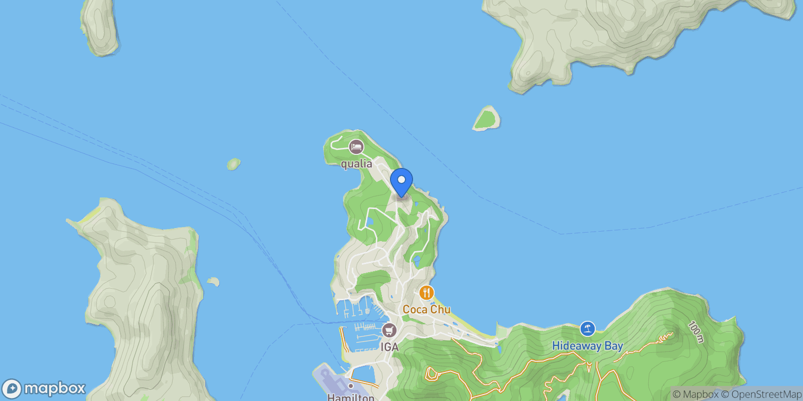 Map showing 1 Whitsunday Boulevard, Hamilton Island, QLD 4803, Hamilton Island, Queensland, Australia.