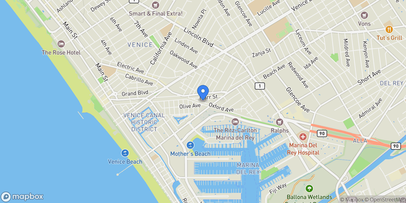 Map showing 653 Oxford Ave, Los Angeles, California, United States.