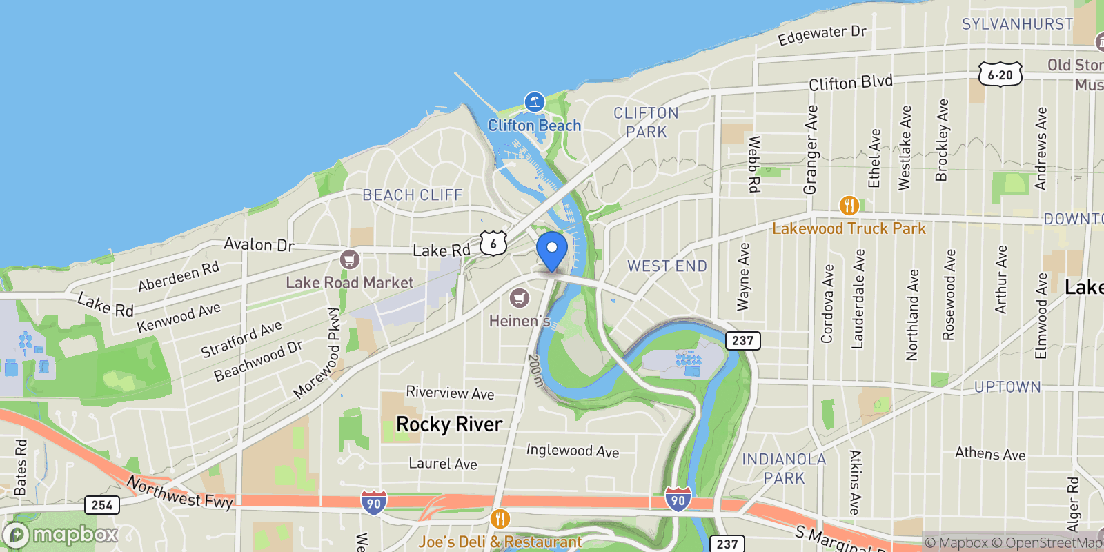 Map showing 12700 Lake Road 305, #305, Rocky River, OH, 44116, USA, Rocky River, Ohio, United States.