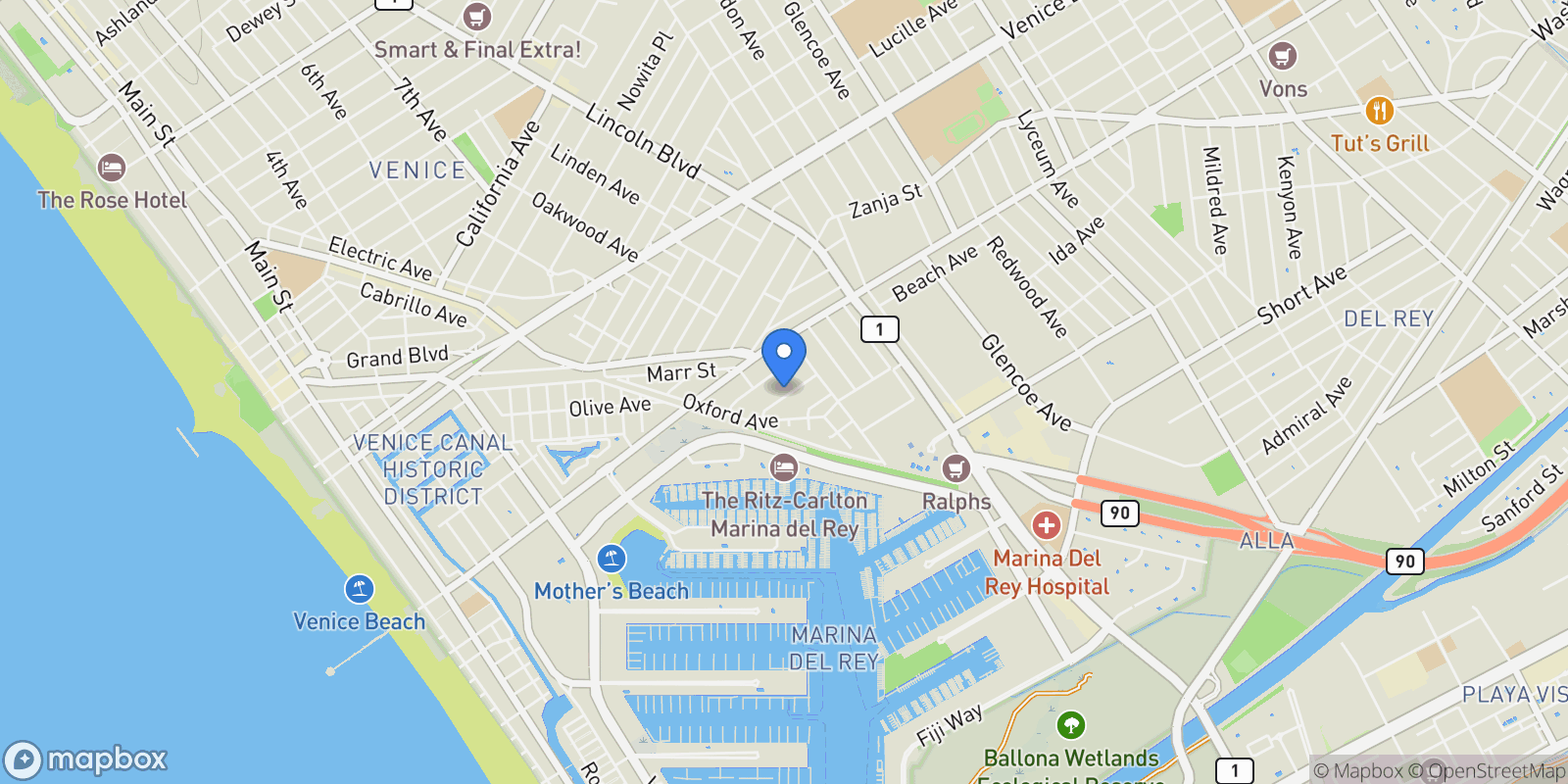 Map showing 851 Dickson Street, Marina del Rey, California, United States.