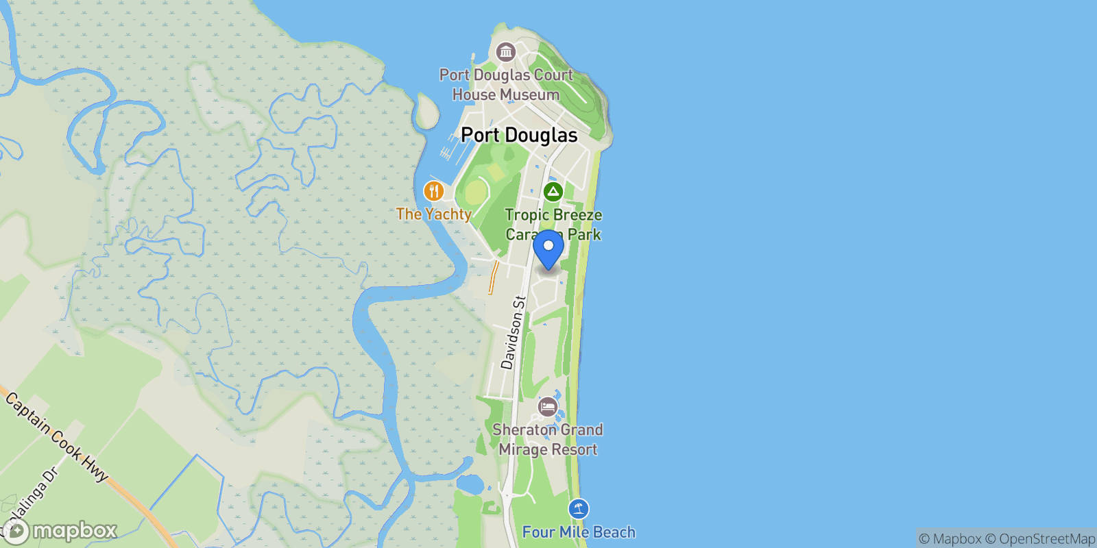 Map showing 45 Beachfront Mirage Drive, Port Douglas, QLD 4877, Port Douglas, Queensland, Australia.