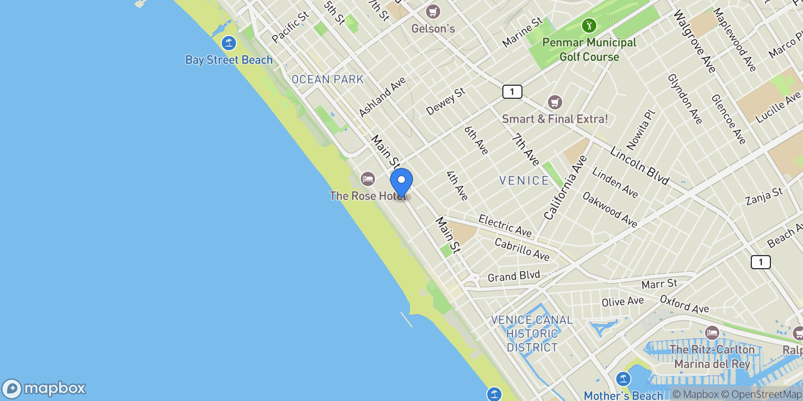 Map showing 51 Sunset Avenue, Los Angeles, California, United States.
