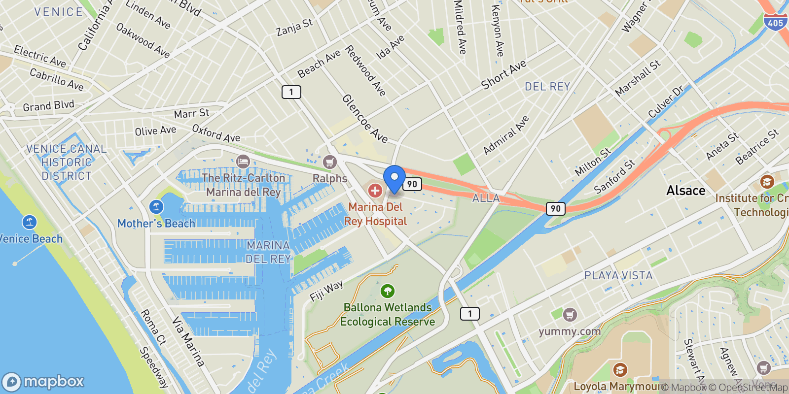 Map showing 4707 La Villa Marina J, Marina del Rey, California, United States.