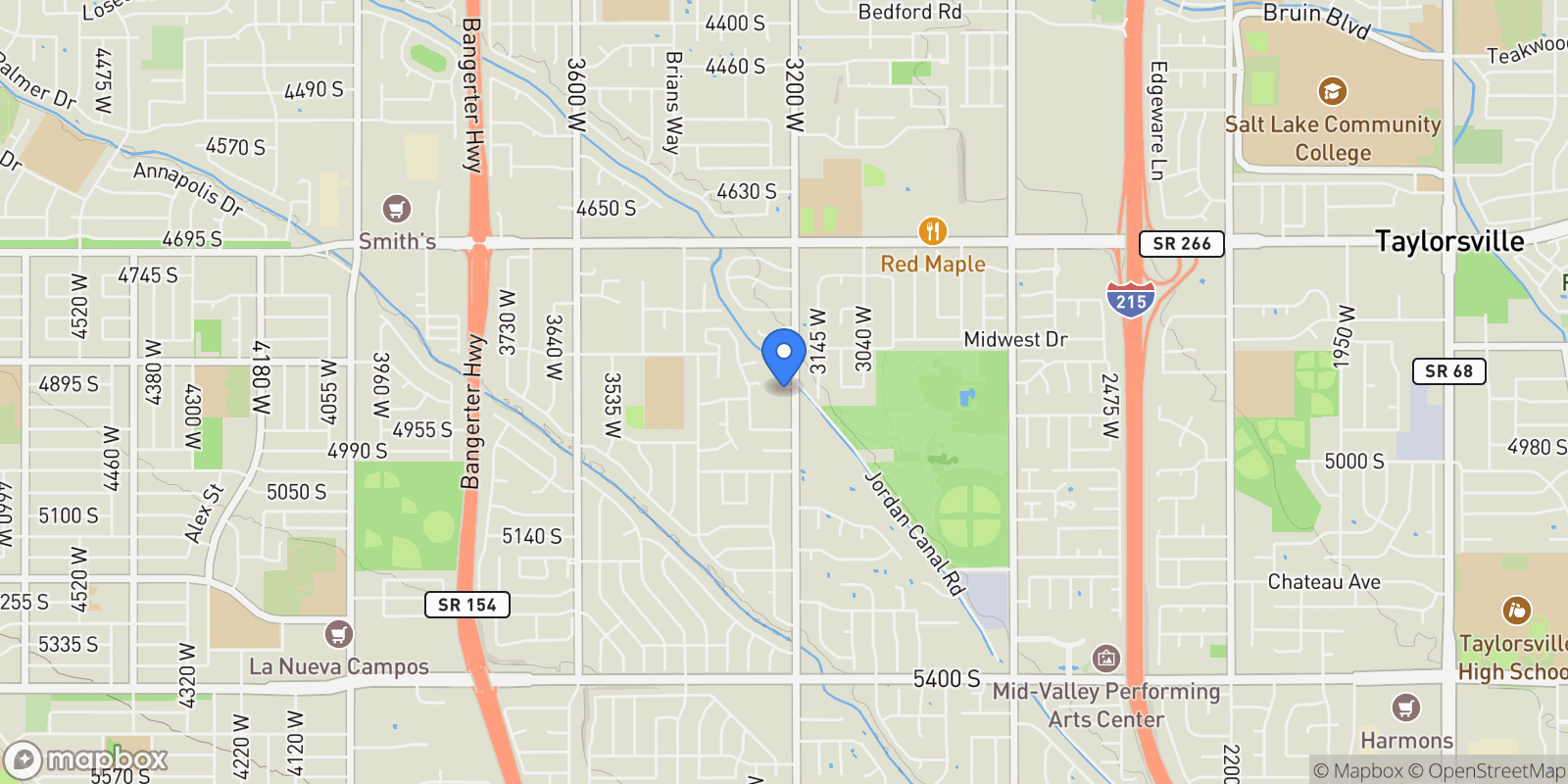 Map showing 4896 S SNARR HAVEN CT W, Taylorsville, Utah, United States.