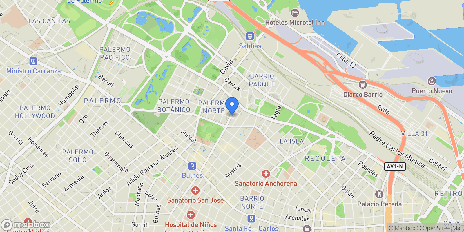 Map showing Av. Coronel Díaz al 2600, Palermo, Buenos Aires, Buenos Aires, Argentina.