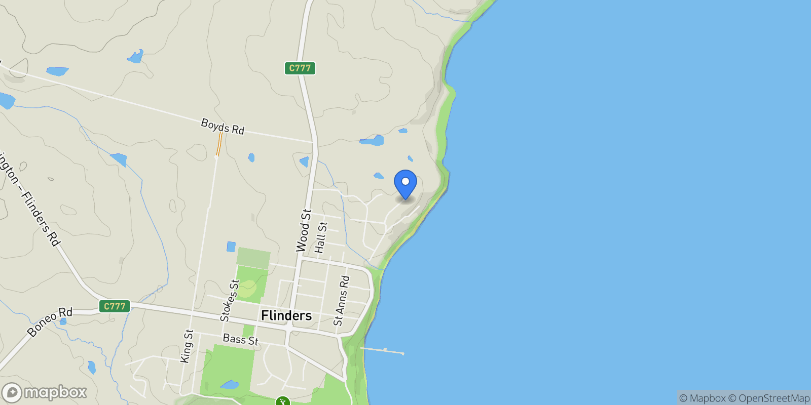 Map showing 9 Bluff Avenue, Flinders, VIC 3929, Flinders, Victoria, Australia.