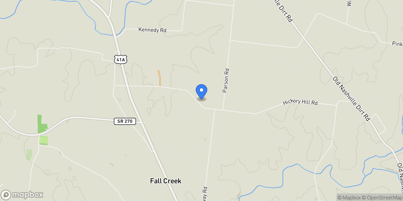 Map showing 551 Hickory Hill Rd, Shelbyville, Tennessee, United States.