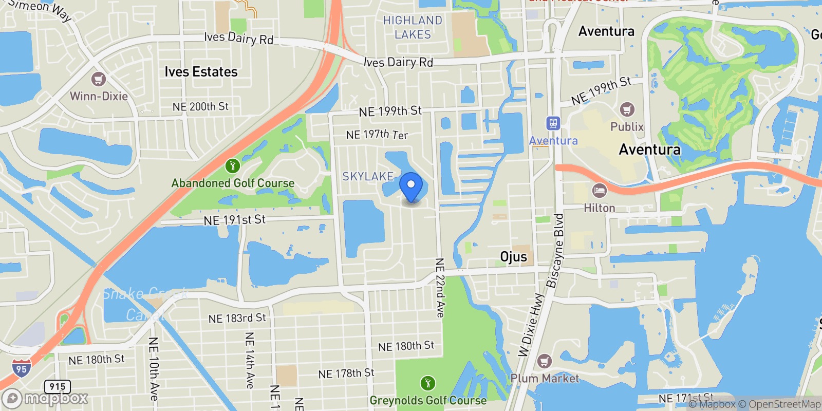 Map showing 2091 NE 191st Dr, North Miami Beach, Florida, United States.