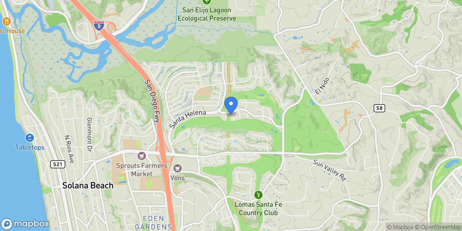 Map showing 629 Camino Ynez, Solana Beach, California, United States.