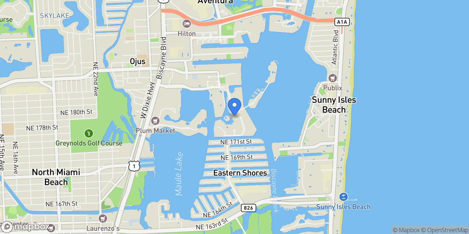 Map showing 4100 Island Blvd, Golden Beach, Florida, United States.