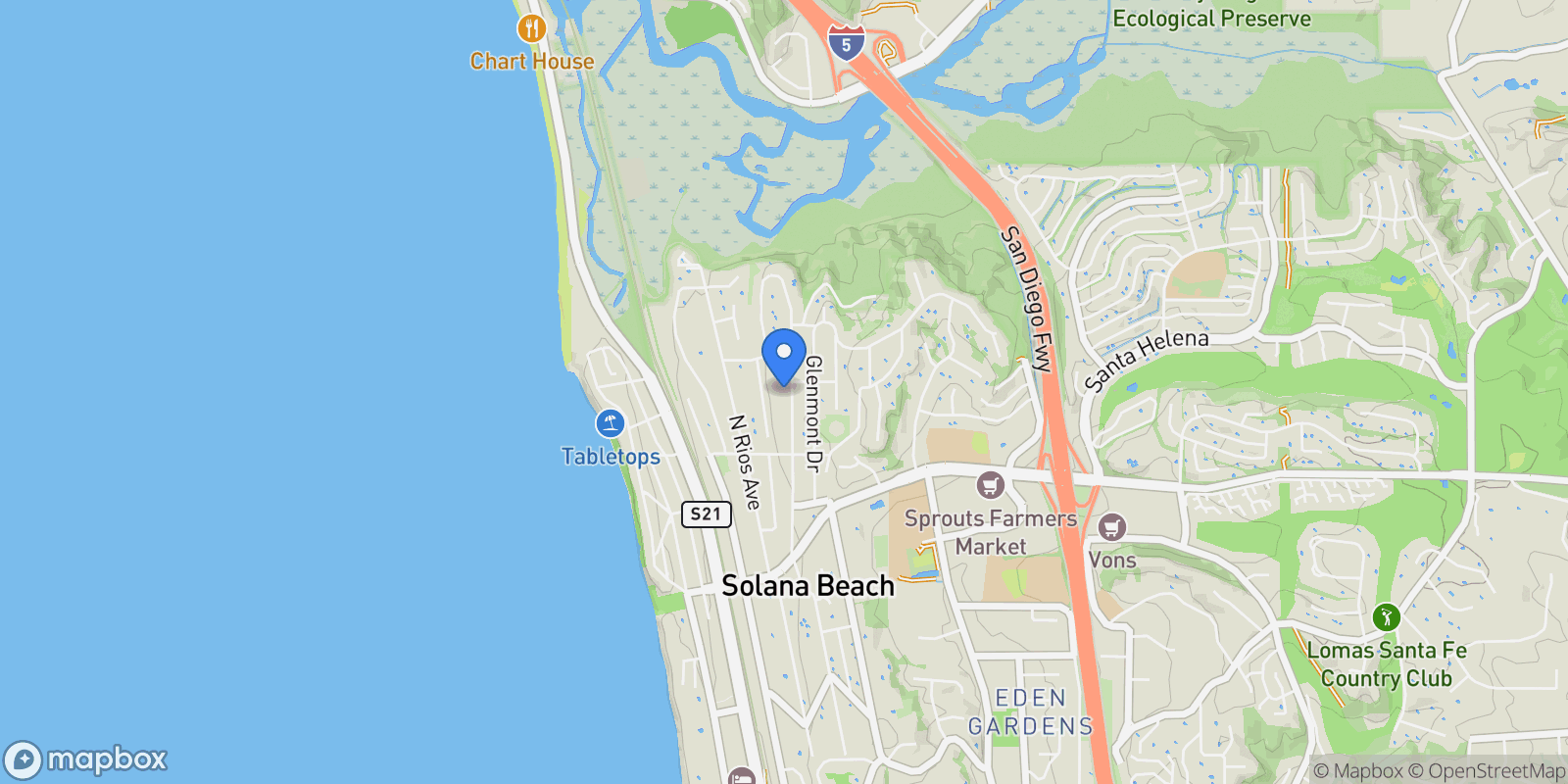 Map showing 537 N Granados Avenue, Solana Beach, CA, United States.