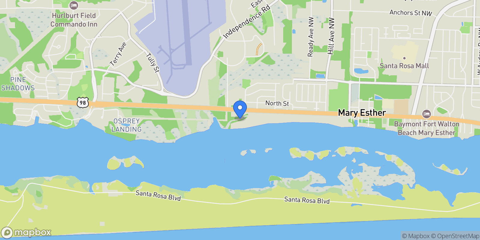 Map showing 721 West Miracle Strip Parkway , Mary Esther, FL 32569, Mary Esther, Florida, United States.