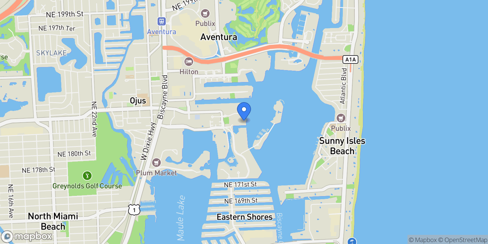 Map showing 3201 NE 183rd St, Golden Beach, Florida, United States.
