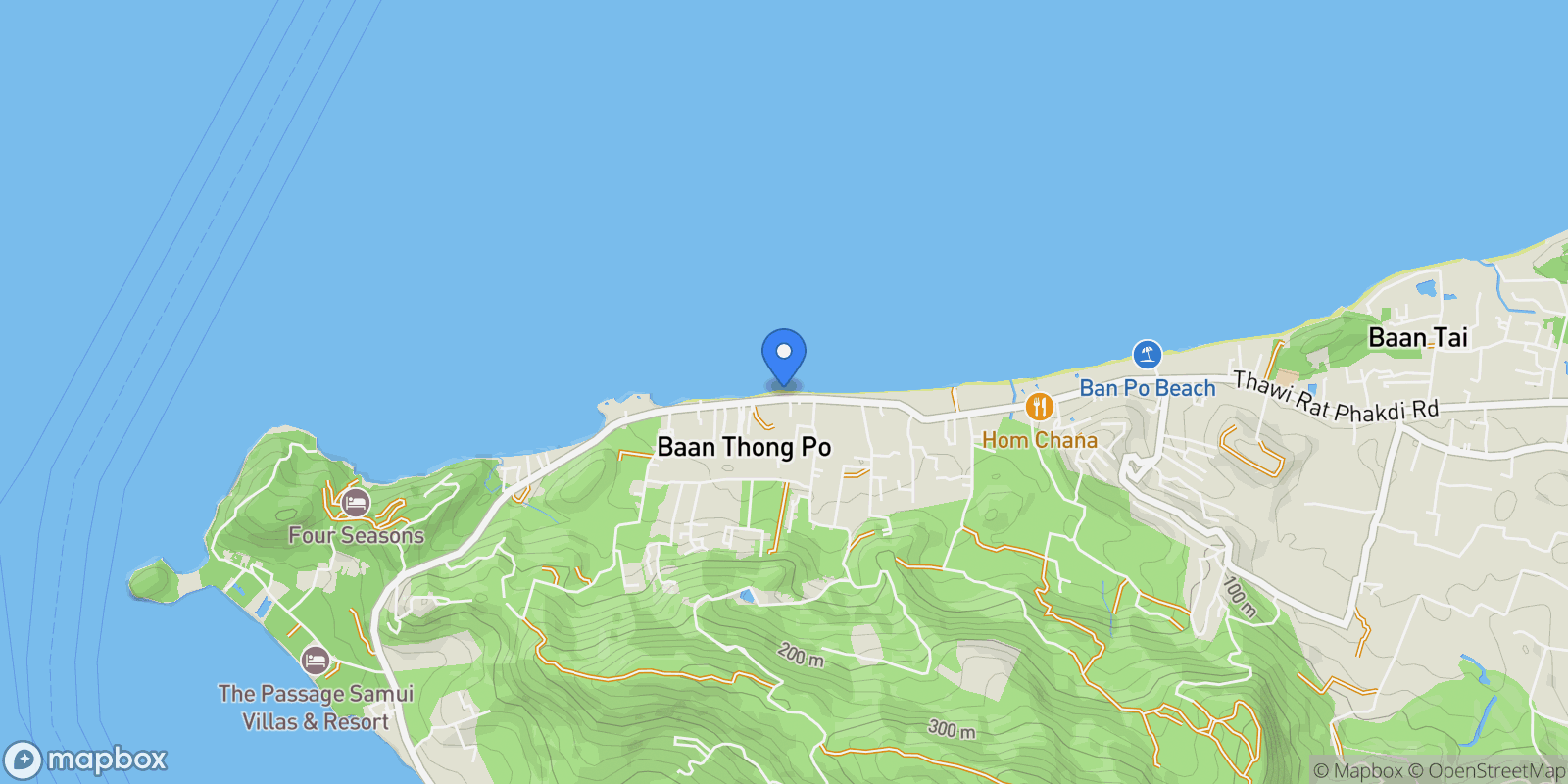 Map showing Koh Samui, Surat Thani, Thailand.