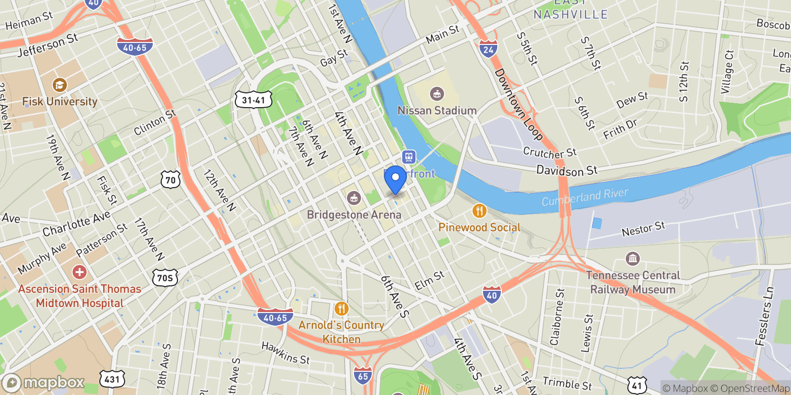 Map showing 301 Demonbreun St 1114, Nashville, Tennessee, United States.