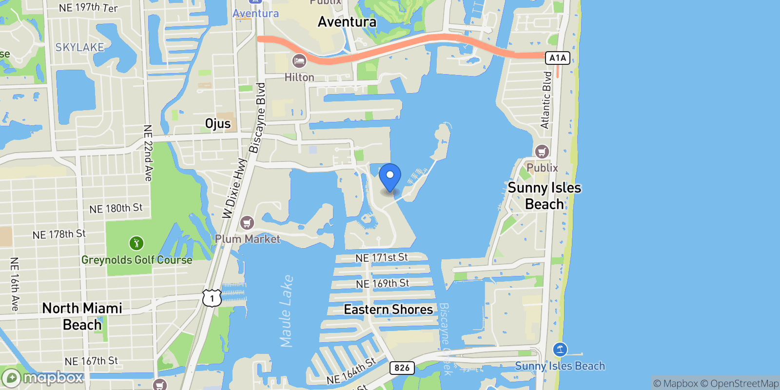 Map showing 6000 Island Blvd, Golden Beach, Florida, United States.