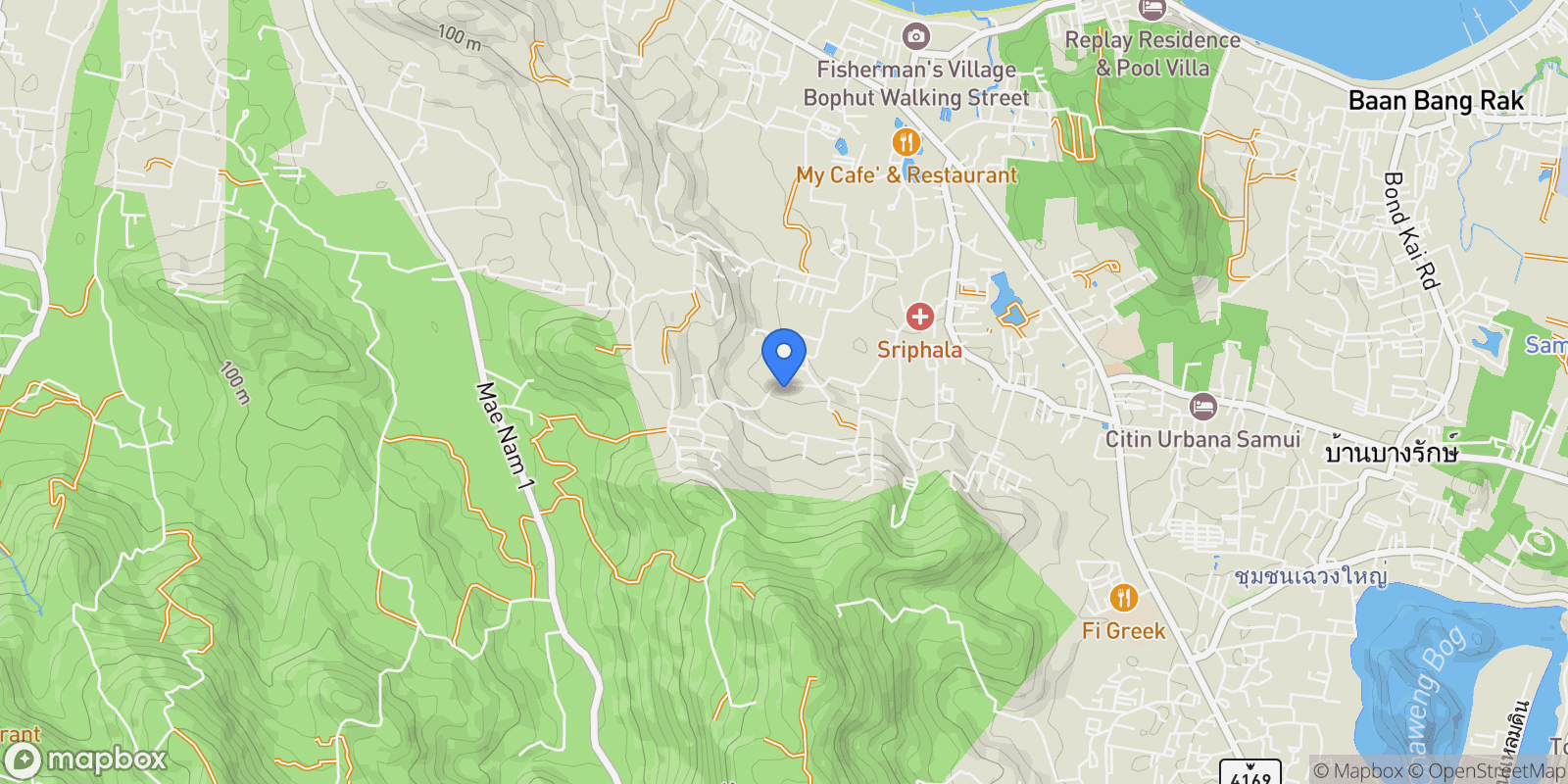 Map showing Koh Samui, Surat Thani, Thailand.